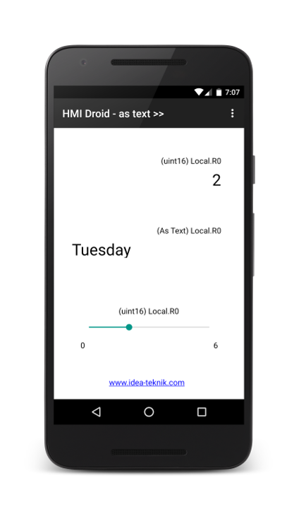 HMI Droid - Text list example