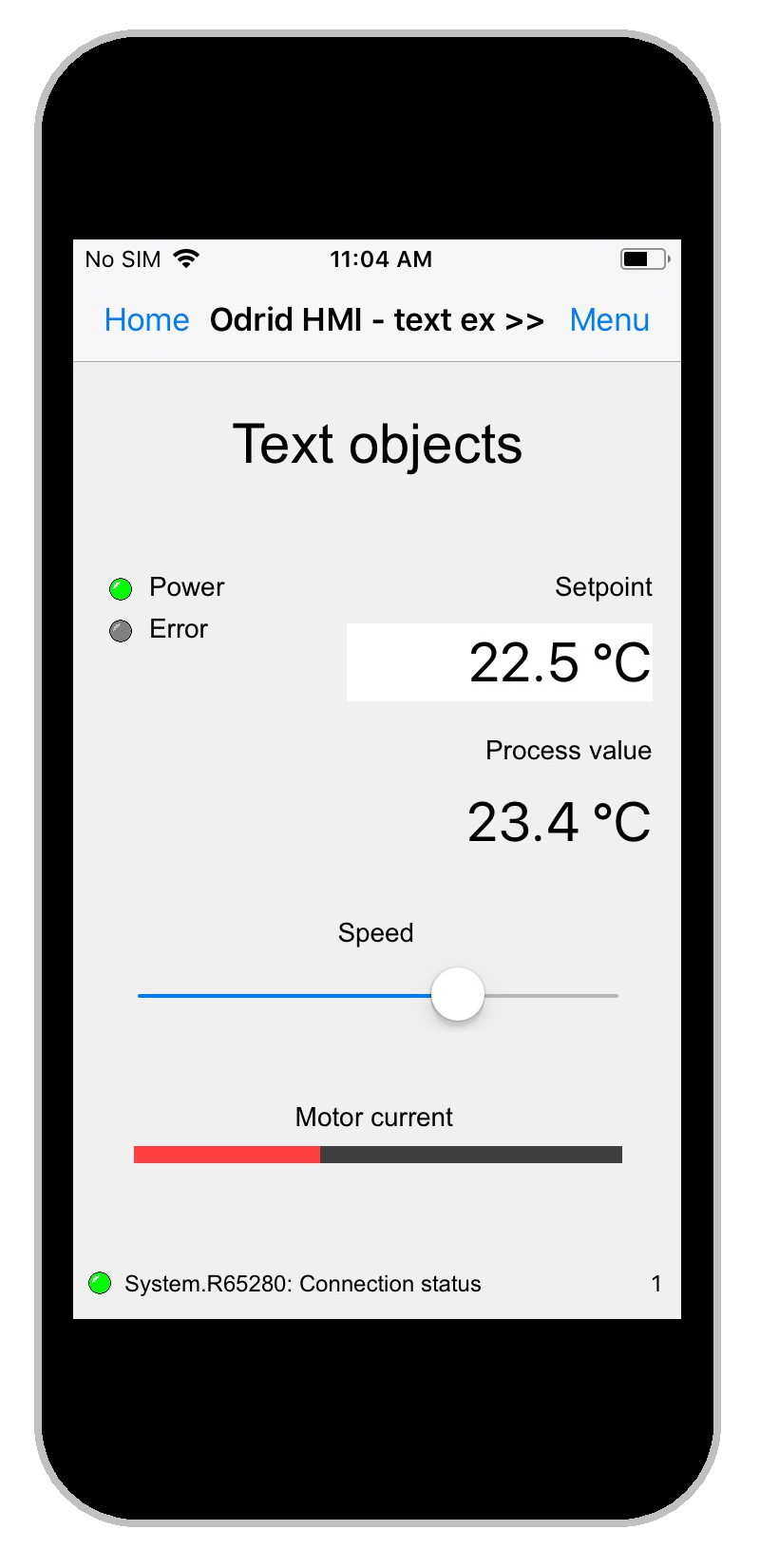 HMI Droid for iOS - text objects labels