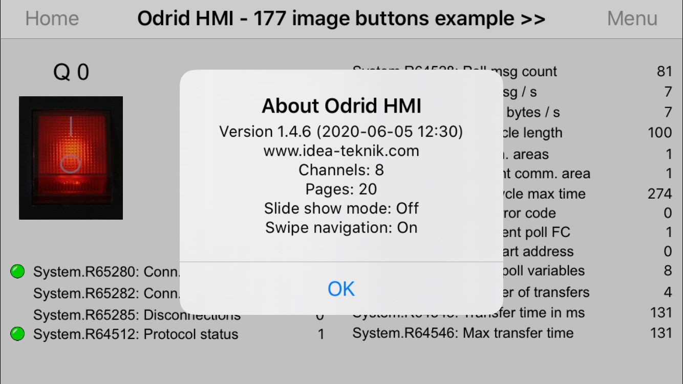 Odrid HMI 1.4.6 on an Iphone 6s